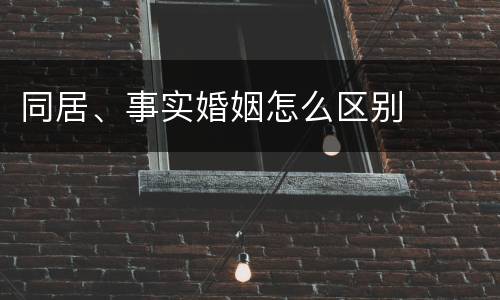 同居、事实婚姻怎么区别