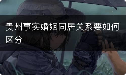 贵州事实婚姻同居关系要如何区分