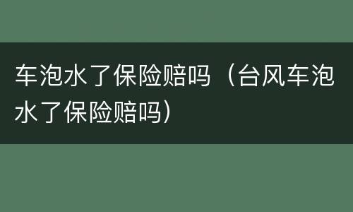 车泡水了保险赔吗（台风车泡水了保险赔吗）