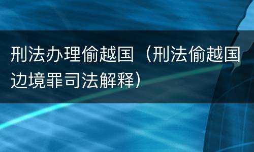 刑法办理偷越国（刑法偷越国边境罪司法解释）