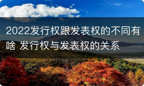 2022发行权跟发表权的不同有啥 发行权与发表权的关系