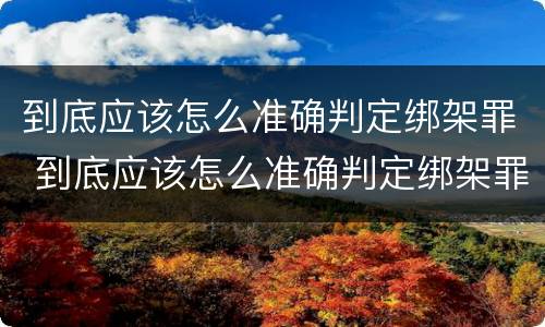 到底应该怎么准确判定绑架罪 到底应该怎么准确判定绑架罪行