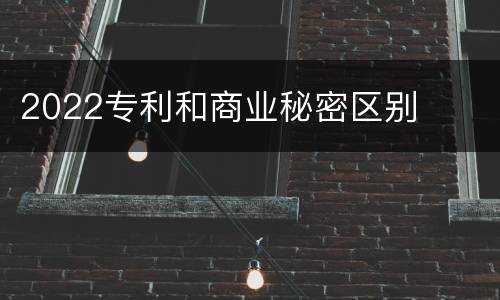 2022专利和商业秘密区别