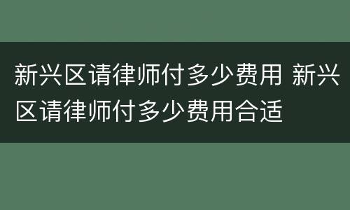 新兴区请律师付多少费用 新兴区请律师付多少费用合适