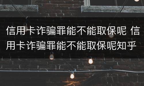 信用卡诈骗罪能不能取保呢 信用卡诈骗罪能不能取保呢知乎