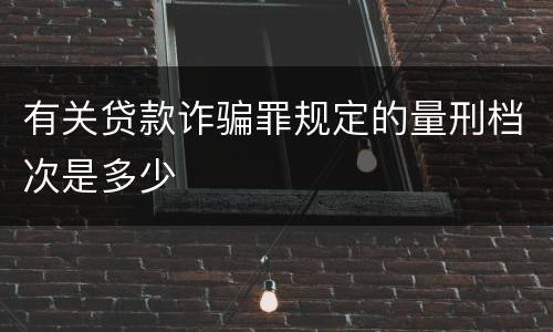 有关贷款诈骗罪规定的量刑档次是多少