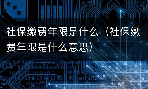 社保缴费年限是什么（社保缴费年限是什么意思）
