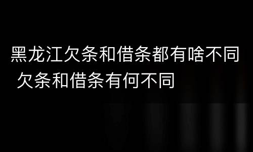 黑龙江欠条和借条都有啥不同 欠条和借条有何不同