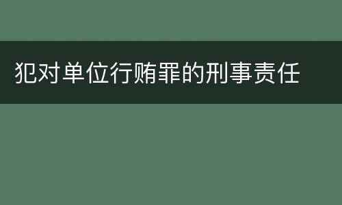 犯对单位行贿罪的刑事责任