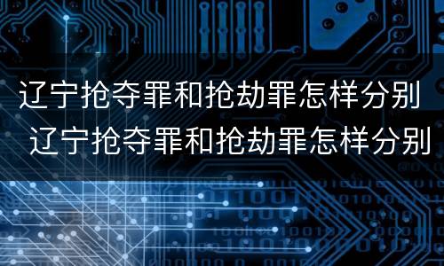 辽宁抢夺罪和抢劫罪怎样分别 辽宁抢夺罪和抢劫罪怎样分别判