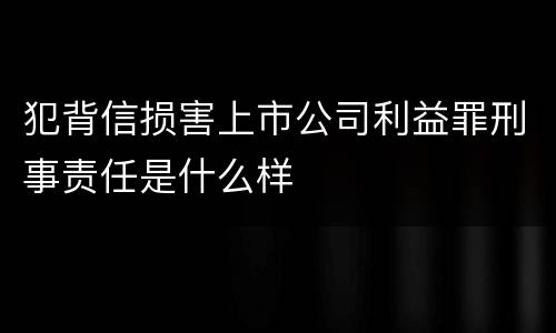 犯背信损害上市公司利益罪刑事责任是什么样