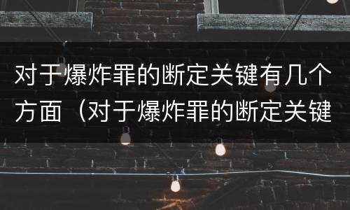 对于爆炸罪的断定关键有几个方面（对于爆炸罪的断定关键有几个方面）