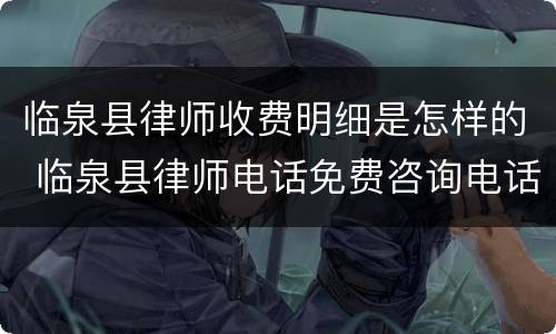 临泉县律师收费明细是怎样的 临泉县律师电话免费咨询电话号码
