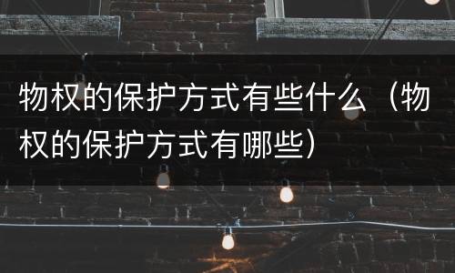 物权的保护方式有些什么（物权的保护方式有哪些）