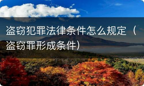 盗窃犯罪法律条件怎么规定（盗窃罪形成条件）