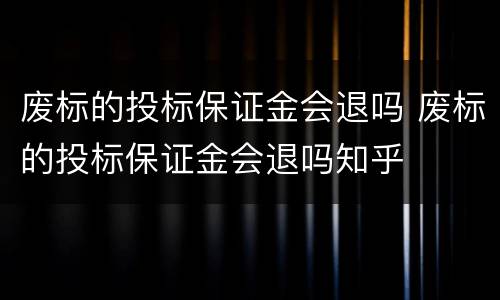 废标的投标保证金会退吗 废标的投标保证金会退吗知乎