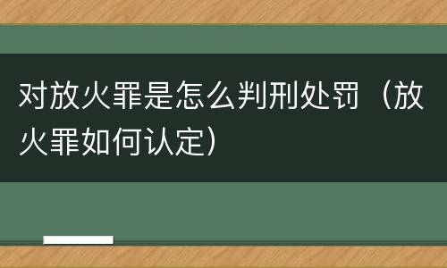 对放火罪是怎么判刑处罚（放火罪如何认定）