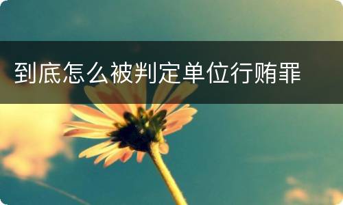 到底怎么被判定单位行贿罪