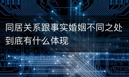 同居关系跟事实婚姻不同之处到底有什么体现