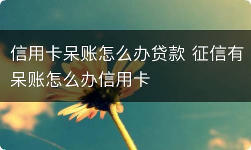 信用卡呆账怎么办贷款 征信有呆账怎么办信用卡