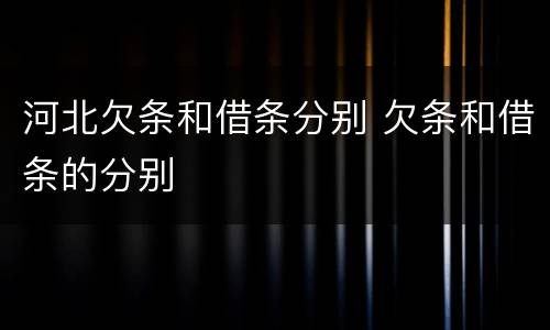 河北欠条和借条分别 欠条和借条的分别