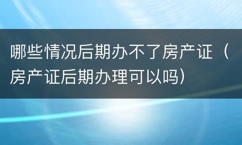 哪些情况后期办不了房产证（房产证后期办理可以吗）
