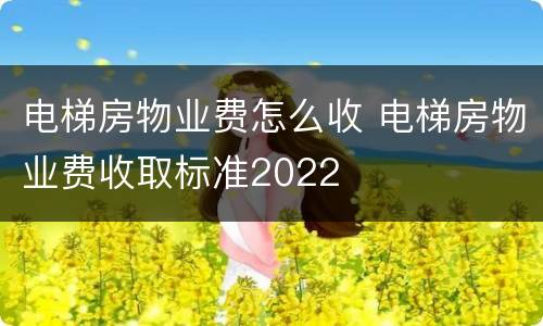 电梯房物业费怎么收 电梯房物业费收取标准2022