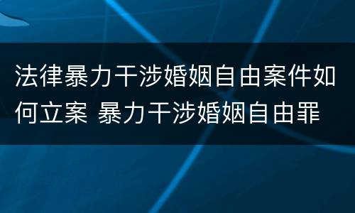 法律暴力干涉婚姻自由案件如何立案 暴力干涉婚姻自由罪