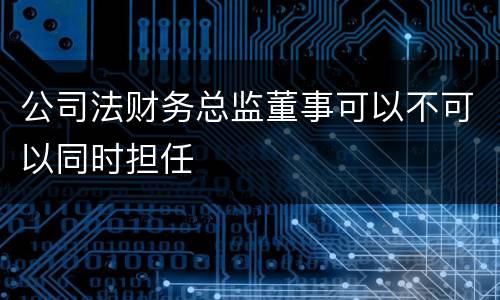 公司法财务总监董事可以不可以同时担任