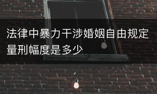 法律中暴力干涉婚姻自由规定量刑幅度是多少