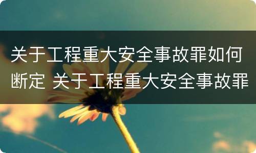 关于工程重大安全事故罪如何断定 关于工程重大安全事故罪如何断定责任