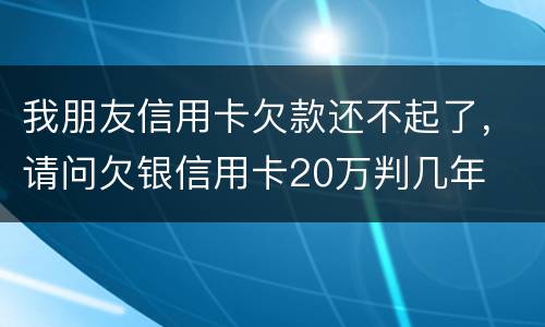 我朋友信用卡欠款还不起了，请问欠银信用卡20万判几年