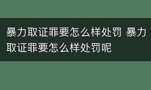 暴力取证罪要怎么样处罚 暴力取证罪要怎么样处罚呢