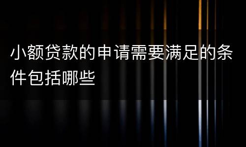 小额贷款的申请需要满足的条件包括哪些