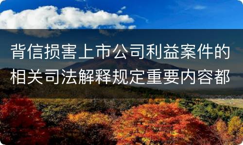 背信损害上市公司利益案件的相关司法解释规定重要内容都有哪些