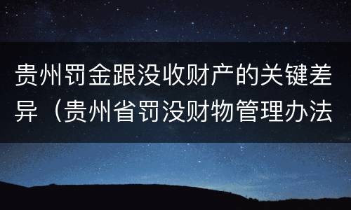 贵州罚金跟没收财产的关键差异（贵州省罚没财物管理办法）