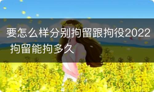要怎么样分别拘留跟拘役2022 拘留能拘多久