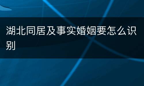 湖北同居及事实婚姻要怎么识别