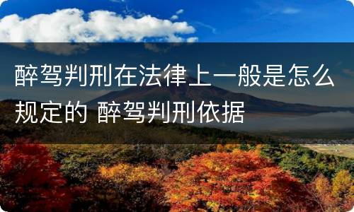醉驾判刑在法律上一般是怎么规定的 醉驾判刑依据