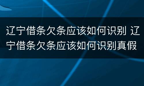 辽宁借条欠条应该如何识别 辽宁借条欠条应该如何识别真假