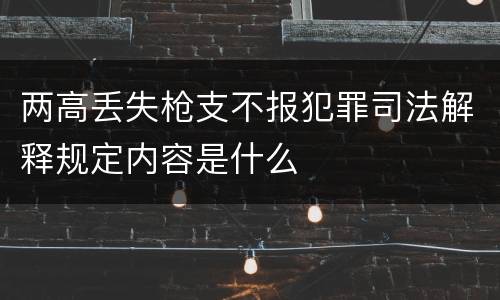 两高丢失枪支不报犯罪司法解释规定内容是什么
