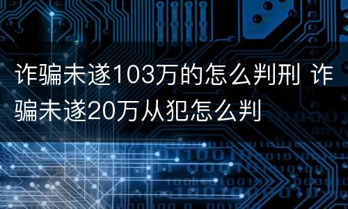 诈骗未遂103万的怎么判刑 诈骗未遂20万从犯怎么判