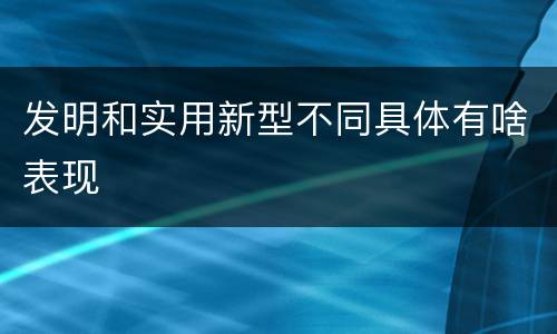 发明和实用新型不同具体有啥表现