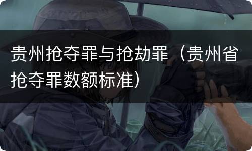贵州抢夺罪与抢劫罪（贵州省抢夺罪数额标准）