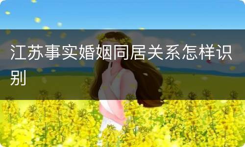 江苏事实婚姻同居关系怎样识别
