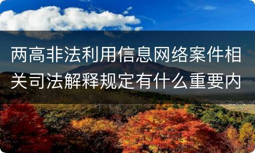 两高非法利用信息网络案件相关司法解释规定有什么重要内容