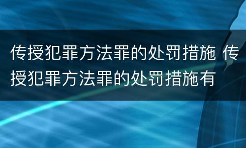 传授犯罪方法罪的处罚措施 传授犯罪方法罪的处罚措施有