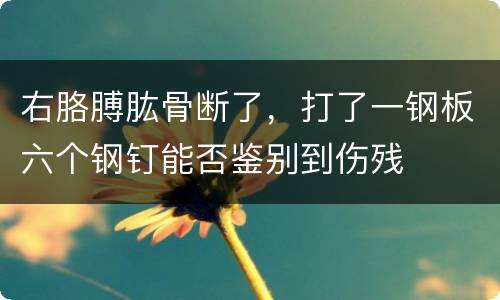 右胳膊肱骨断了，打了一钢板六个钢钉能否鉴别到伤残