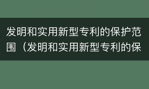 发明和实用新型专利的保护范围（发明和实用新型专利的保护范围由权利要求书确定）