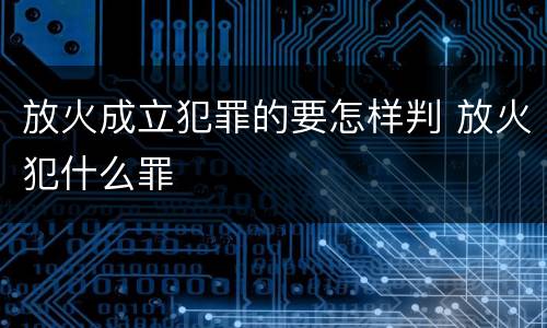 放火成立犯罪的要怎样判 放火犯什么罪